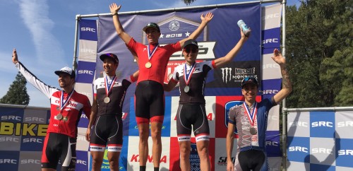 Todd Wells stands atop the pro men's STXC podium - Photo RideBiker Alliance
