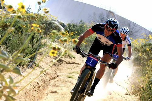 Raphael Gagne was unable to shake New Zealander Anton Cooper in Fontana - Photo RideBiker Alliance