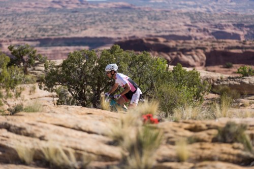 Justin Lindine solos his way to a win in Moab - photo by Angie Harker