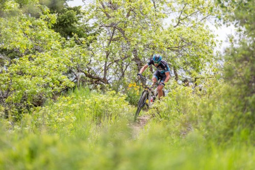 Jamey Driscoll out front in Deer Valley. Photo by: Angie Harker