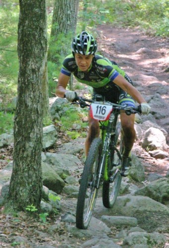 Crystal Anthony navigates a rock garden in Walpole