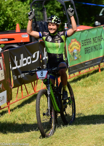 Crystal Anthony crosses the line for her first Pro XCT win - Photo by Dave McElwaine