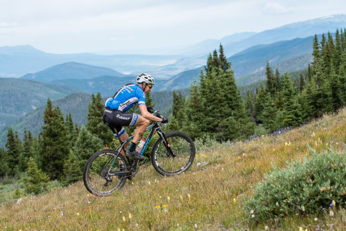 Carl Decker starts the Colorado trail descent. Photo by Eddie Clark