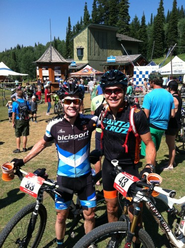 Race winner Josh Tostado (right) and Jamie Lamb at the finish - Photo by Ryan O'Dell