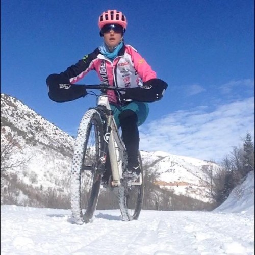 Coach Sarah getting in some miles on the white stuff