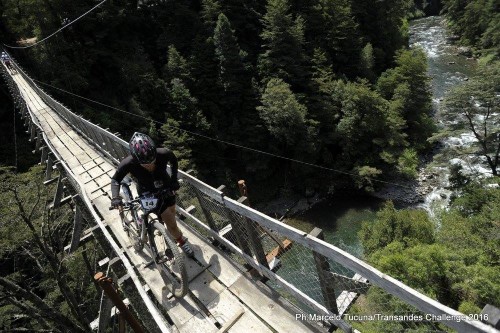 The highest of all the suspension bridges and probably the least sturdy. Photo by: Marcelo Tucuna/TransAndes Challenge 2016