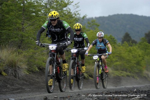 Mike Broderick leads his teammate Mary McConnelloug and solo rider Sonya Looney on stage 1. Photo by: Marcelo Tucuna/TransAndes Challenge 2016