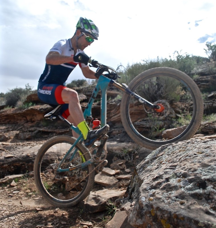 Justin Lindine popping and locking over some big rocks. Photo by: Shannon Boffeli