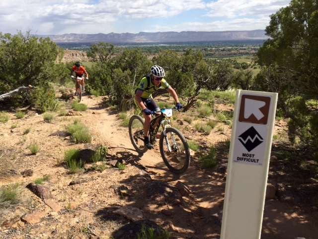 George or Bart Flynn (Hoback Sports) powers through the difficult riding on tap at the Grand Junction Off-Road. Photo by Shannon Boffeli