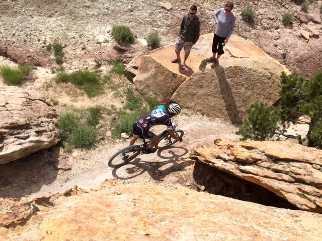 Levi Kurlander (Ride Biker) weaves through the rocks at Grand Junction Off-Road. Photo by Shannon Boffeli