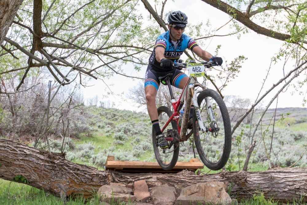 Seth Bradley airs it out during Saturday's race. Photo by: Angie Harker/Selective Vision