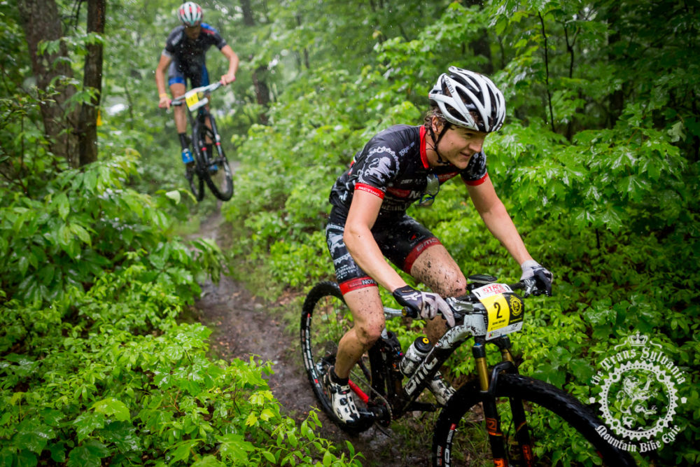 State College, Pennsylvania local Aaron Albright (NoTubes Trans- Sylvania Epic) cruises on his home trails at the NoTubes Trans-Sylvania Epic. 