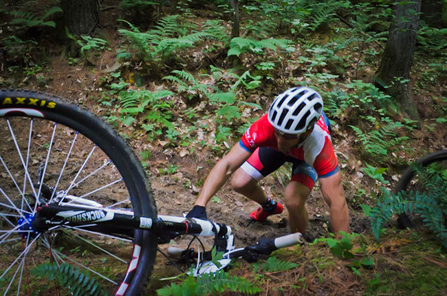 Slick conditions caused many falls during the Mohican 100 an conditions would get worse as rain started falling later in the day. Photo by: Butch Phillips Photography