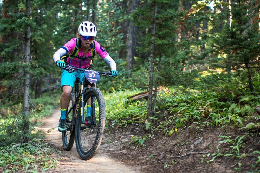 Amy Krahenbuhl solidified her six day race open women’s race with her sixth stage win. Photo by: Eddie Clark