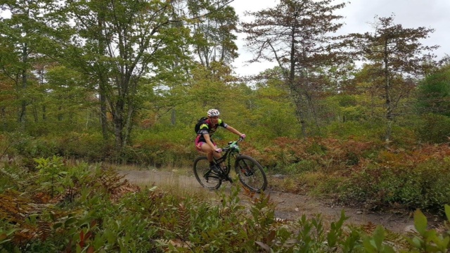 Karen Potter (Pivot/DNA Cycling) on one of the few smooth sections of the Freetown 50.