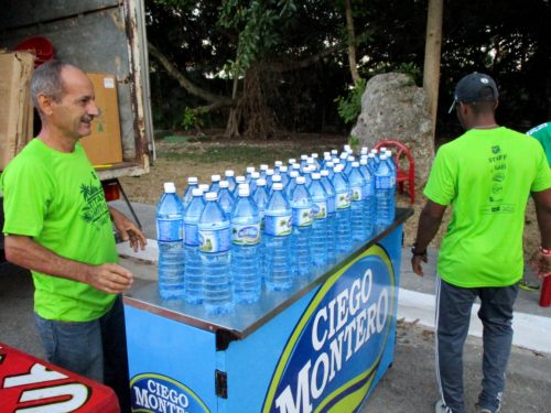 Riders are given 2 liters of bottled water at the beginning of each stage. Tap water in Cuba cannot be trusted.